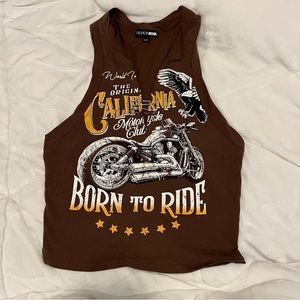 Brown motorcycle racerback tank